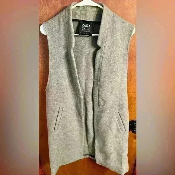 Zara Basics Outerwear Gray Wool Longline Vest Size Small - Picture 1 of 3